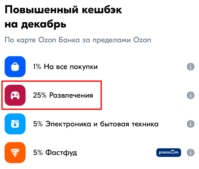 Кэшбэк 25% на развлечения по карте Озон Банка. Расскажу как на этом заработать