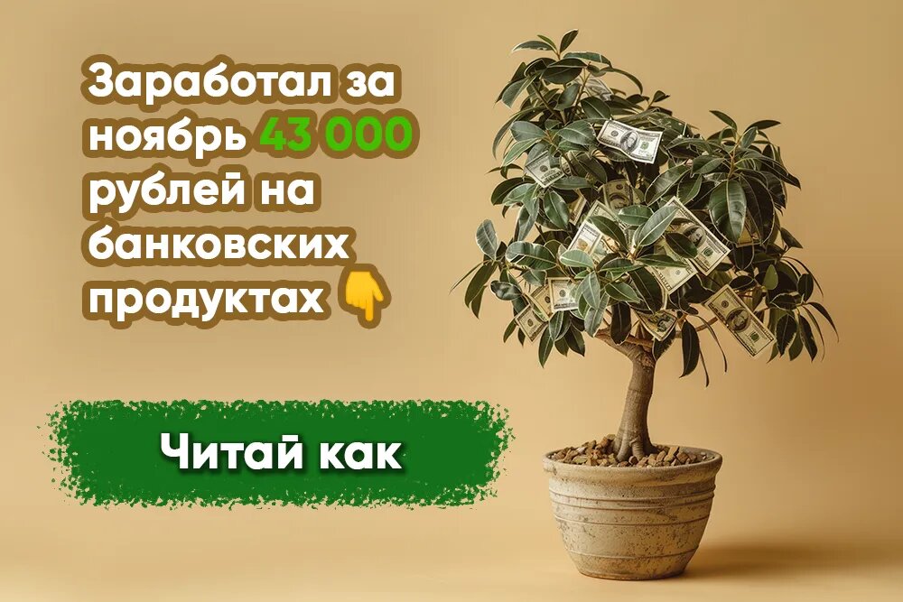 Заработал за ноябрь 43 000 рублей на банковских продуктах 👇