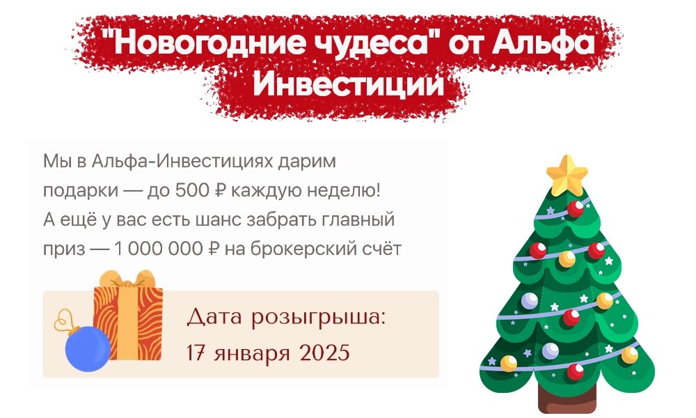Акция  Новогодние чудеса  от Альфа Инвестиции: успей забрать 2 450 рублей!