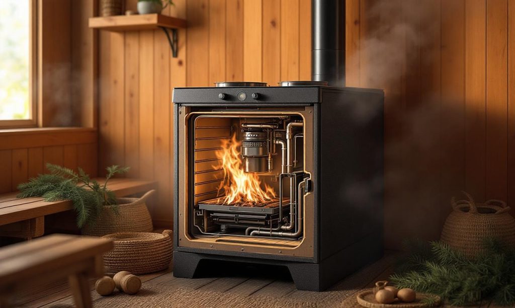 детальный разрез газовой печи для бани